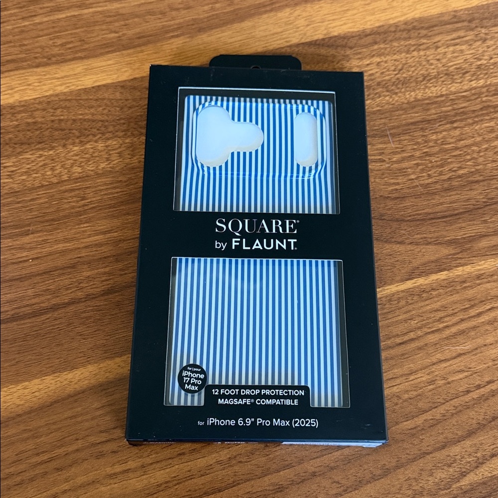 BRAND NEW. Flaunt iPhone 17 pro max MagSafe square case. Blue & white stripes. - Picture 9 of 10